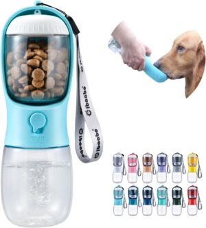 Dog Water Bottle with Food Container, Travel Puppy Water Bowl